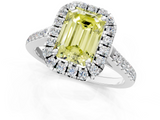 White gold Fancy Yellow Emerald  Halo Pavé Diamond Engagement Ring with Four-Prong Setting_15