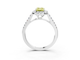 White gold Fancy Yellow Emerald  Halo Pavé Diamond Engagement Ring with Four-Prong Setting_17