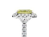White gold Fancy Yellow Emerald  Halo Pavé Diamond Engagement Ring with Four-Prong Setting_19