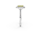 White gold Fancy Yellow Emerald  Halo Pavé Diamond Engagement Ring with Four-Prong Setting_22