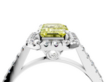 White gold Fancy Yellow Emerald  Halo Pavé Diamond Engagement Ring with Four-Prong Setting_24