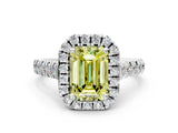 White gold Fancy Yellow Emerald  Halo Pavé Diamond Engagement Ring with Four-Prong Setting_26
