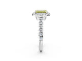 White gold Fancy Yellow Emerald  Halo Pavé Diamond Engagement Ring with Four-Prong Setting_28