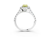 White gold Fancy Yellow Emerald  Halo Pavé Diamond Engagement Ring with Four-Prong Setting_29