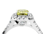White gold Fancy Yellow Emerald  Halo Pavé Diamond Engagement Ring with Four-Prong Setting_30