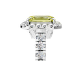 White gold Fancy Yellow Emerald  Halo Pavé Diamond Engagement Ring with Four-Prong Setting_31
