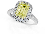 White gold Fancy Yellow Emerald  Halo Pavé Diamond Engagement Ring with Four-Prong Setting_38