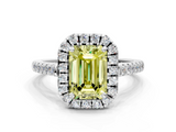 White gold Fancy Yellow Emerald  Halo Pavé Diamond Engagement Ring with Four-Prong Setting_38