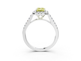 White gold Fancy Yellow Emerald  Halo Pavé Diamond Engagement Ring with Four-Prong Setting_40