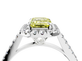 White gold Fancy Yellow Emerald  Halo Pavé Diamond Engagement Ring with Four-Prong Setting_42