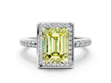 White gold Fancy Yellow Emerald  Halo Pave Band Solitaire Ring with Prong Setting_66