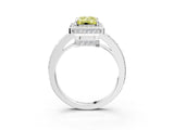 White gold Fancy Yellow Emerald  Halo Pave Band Solitaire Ring with Prong Setting_69