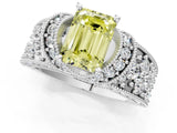 White gold Fancy Yellow Emerald  Halo Pave Diamond Engagement Ring with Milgrain Detailing_41