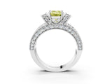 White gold Fancy Yellow Emerald  Halo Pave Diamond Engagement Ring with Milgrain Detailing_43