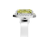 White gold Fancy Yellow Emerald  Halo Pave Split Shank Prong Setting Ring_62