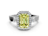 White gold Fancy Yellow Emerald  Halo Pave Split Shank Prong Setting Ring_69