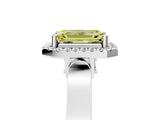 White gold Fancy Yellow Emerald  Halo Pave Split Shank Prong Setting Ring_74