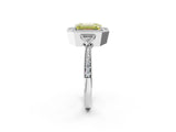 White gold Fancy Yellow Emerald  Halo Round Diamond Milgrain Pave Engagement Ring_11