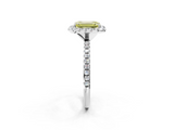 White gold Fancy Yellow Emerald  Halo Round Diamond Pavé Band Four-Prong Ring_5