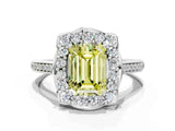 White gold Fancy Yellow Emerald  Halo Round Diamond Pave Band with Four-Prong Setting_49