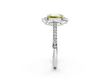 White gold Fancy Yellow Emerald  Halo Round Diamond Pave Band with Four-Prong Setting_51