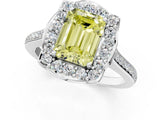 White gold Fancy Yellow Emerald  Halo Round Diamond Pave Band with Four-Prong Setting_51