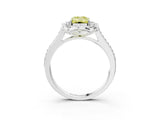 White gold Fancy Yellow Emerald  Halo Round Diamond Pave Band with Four-Prong Setting_52