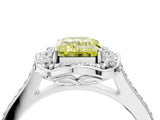 White gold Fancy Yellow Emerald  Halo Round Diamond Pave Band with Four-Prong Setting_53