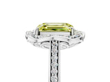White gold Fancy Yellow Emerald  Halo Round Diamond Pave Band with Four-Prong Setting_55