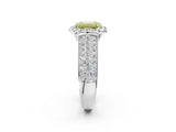 White gold Fancy Yellow Emerald  Halo Round Diamond Pave Band with Prong Setting_14
