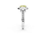 White gold Fancy Yellow Emerald  Halo Solitaire Diamond Ring with Pave Band and Bezel Setting_51