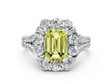 White gold Fancy Yellow Emerald  Halo Split Shank Diamond Engagement Ring with Pave Band and Four-Prong Setting_54
