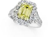 White gold Fancy Yellow Emerald  Halo Split Shank Diamond Engagement Ring with Pave Band and Four-Prong Setting_55