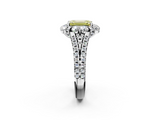 White gold Fancy Yellow Emerald  Halo Split Shank Diamond Engagement Ring with Pave Band and Four-Prong Setting_56