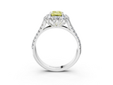 White gold Fancy Yellow Emerald  Halo Split Shank Diamond Engagement Ring with Pave Band and Four-Prong Setting_57