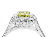 White gold Fancy Yellow Emerald  Halo Split Shank Diamond Engagement Ring with Pave Band and Four-Prong Setting_58