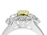 White gold Fancy Yellow Emerald  Halo Split Shank Diamond Engagement Ring with Prong Setting_24