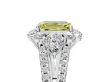White gold Fancy Yellow Emerald  Halo Split Shank Diamond Engagement Ring with Prong Setting_25