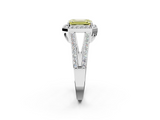 White gold Fancy Yellow Emerald  Halo Split Shank Diamond Ring with Four-Prong Setting_34