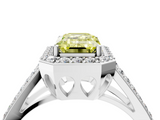 White gold Fancy Yellow Emerald  Halo Split Shank Diamond Ring with Four-Prong Setting_36