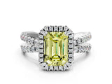 White gold Fancy Yellow Emerald  Halo Split Shank Diamond Ring with Pavé Setting_37