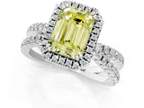 White gold Fancy Yellow Emerald  Halo Split Shank Diamond Ring with Pavé Setting_38