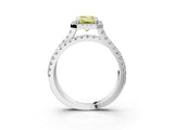 White gold Fancy Yellow Emerald  Halo Split Shank Diamond Ring with Pavé Setting_41