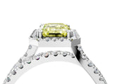 White gold Fancy Yellow Emerald  Halo Split Shank Diamond Ring with Pavé Setting_41