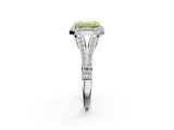 White gold Fancy Yellow Emerald  Halo Split Shank Diamond Ring with Prong Setting_23
