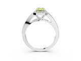 White gold Fancy Yellow Emerald  Halo Split Shank Diamond Ring with Prong Setting_23
