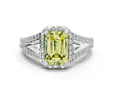 White gold Fancy Yellow Emerald  Halo Split Shank Pave Diamond Ring with Four-Prong Setting_60