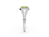 White gold Fancy Yellow Emerald  Halo Split Shank Pave Diamond Ring with Four-Prong Setting_62