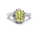 White gold Fancy Yellow Emerald  Halo Split Shank Pave Diamond Ring with Petal Prong Setting_32