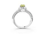 White gold Fancy Yellow Emerald  Halo Split Shank Pave Diamond Ring with Petal Prong Setting_35